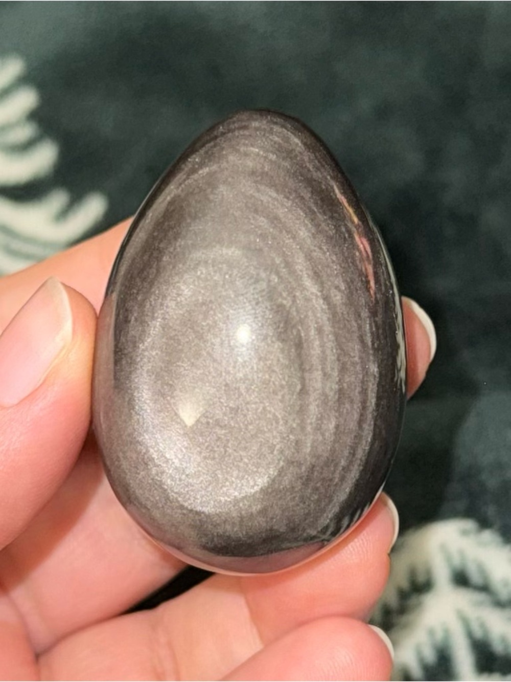 Silver Sheen Obsidian Egg Carving Crystal